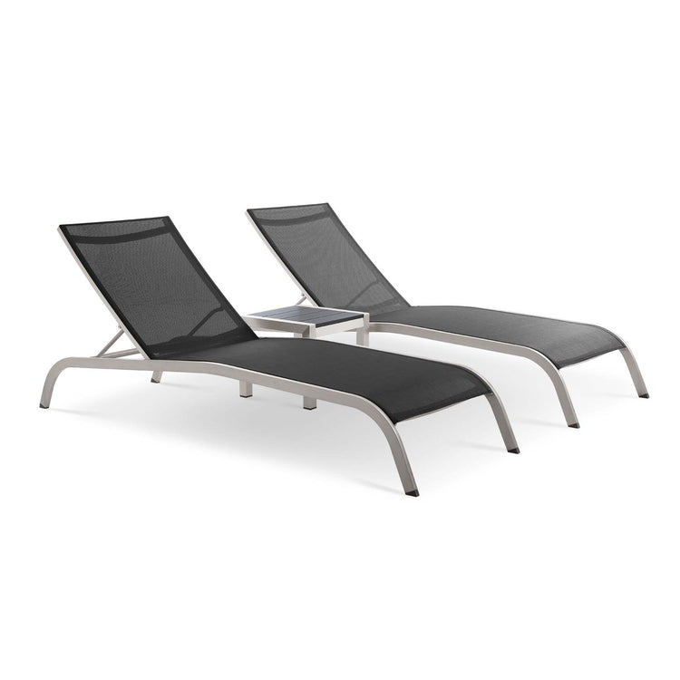 Savannah 3 Piece Outdoor Patio Mesh Set - Black