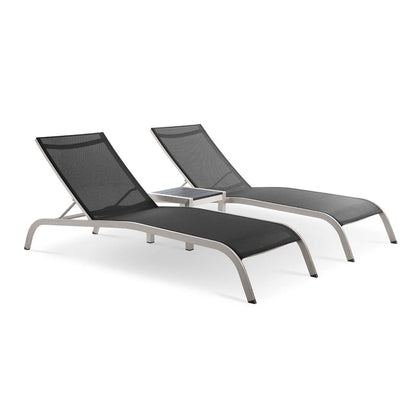 Savannah 3 Piece Outdoor Patio Mesh Set - Black