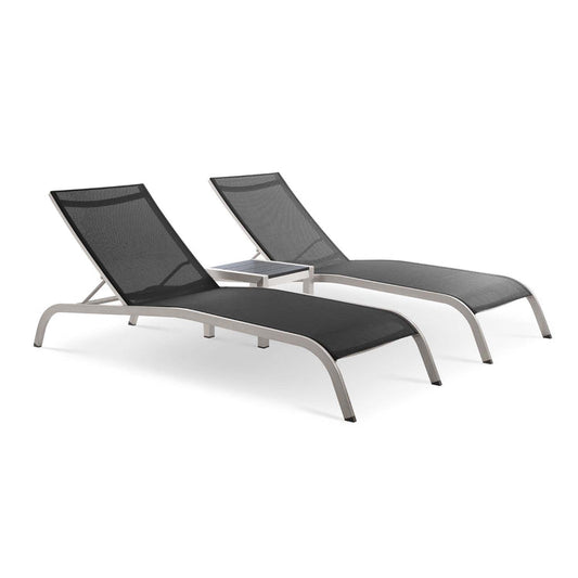 Savannah 3 Piece Outdoor Patio Mesh Set - Black