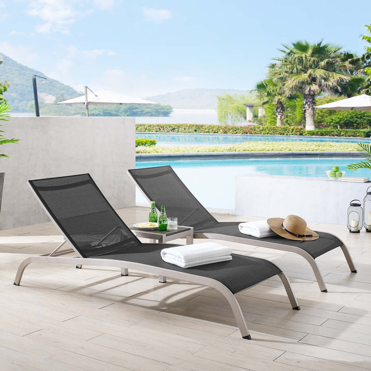 Savannah 3 Piece Outdoor Patio Mesh Set - Black
