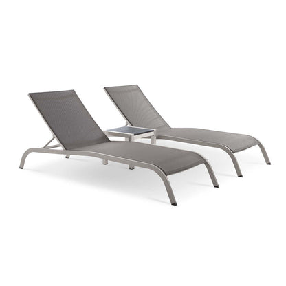 Savannah 3 Piece Outdoor Patio Mesh Set - Gray
