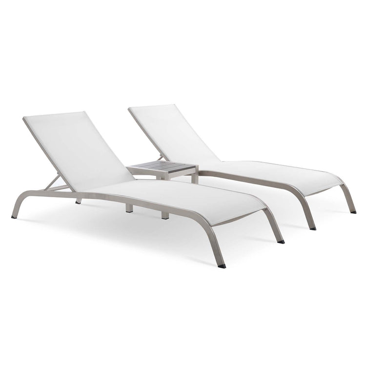 Savannah 3 Piece Outdoor Patio Mesh Set - White