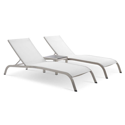Savannah 3 Piece Outdoor Patio Mesh Set - White