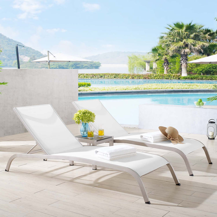 Savannah 3 Piece Outdoor Patio Mesh Set - White