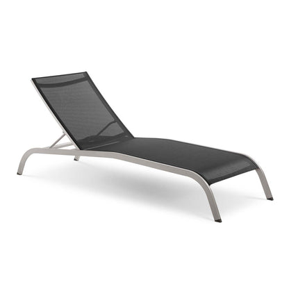 Savannah Outdoor Patio Mesh Chaise Lounge Set of 4 - Black