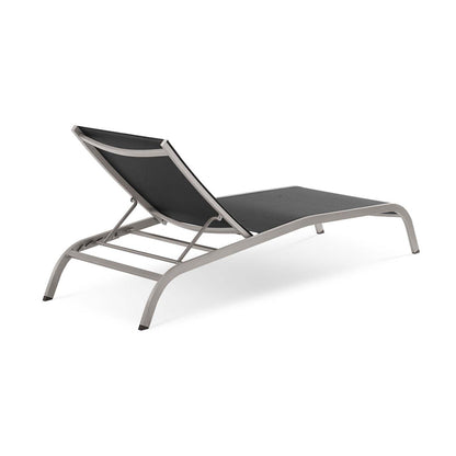 Savannah Outdoor Patio Mesh Chaise Lounge Set of 4 - Black