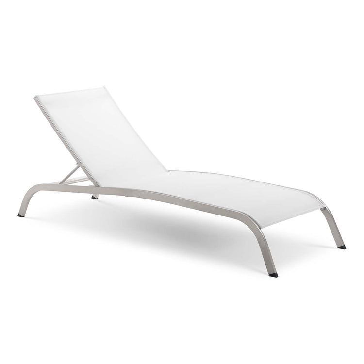 Savannah Outdoor Patio Mesh Chaise Lounge Set of 4 - White