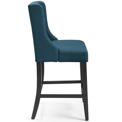 Baronet Upholstered Fabric Counter Bar Stool Set of 2 - Azure