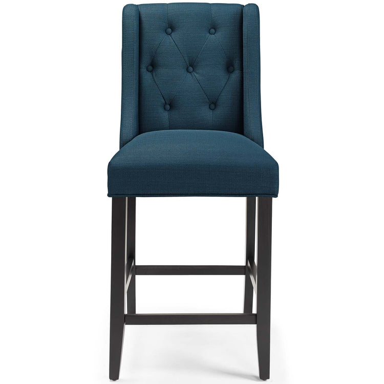 Baronet Upholstered Fabric Counter Bar Stool Set of 2 - Azure