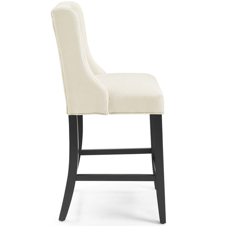 Baronet Upholstered Fabric Counter Bar Stool Set of 2 - Beige