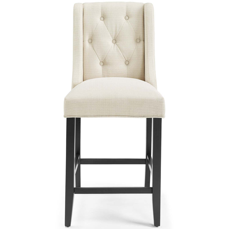 Baronet Upholstered Fabric Counter Bar Stool Set of 2 - Beige