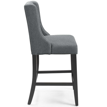 Baronet Upholstered Fabric Counter Bar Stool Set of 2 - Gray