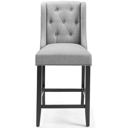 Baronet Upholstered Fabric Counter Bar Stool Set of 2 - Light Gray