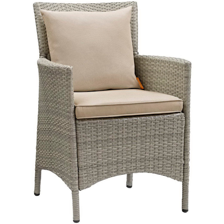 Conduit Outdoor Wicker Rattan Dining Armchair Set of 2 - Light Gray Beige