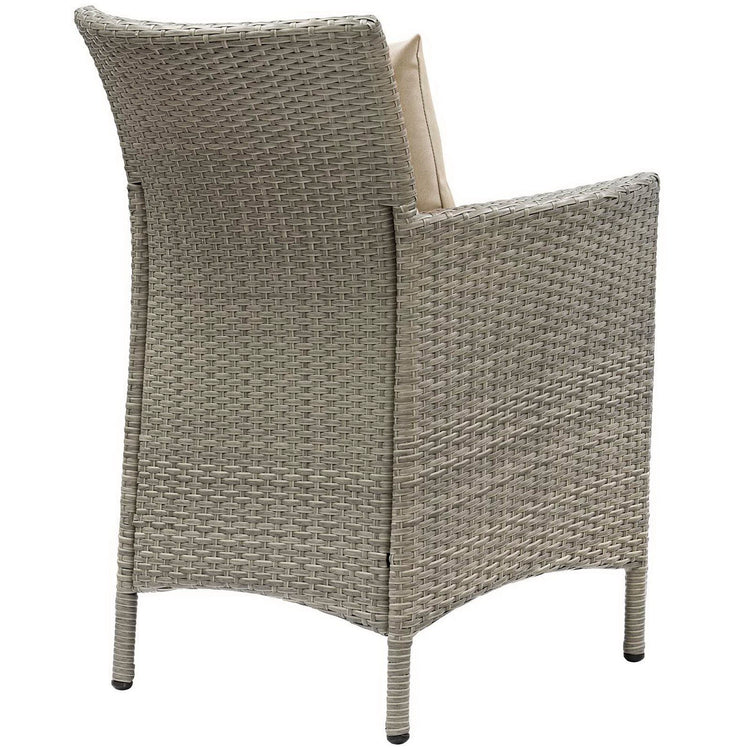 Conduit Outdoor Wicker Rattan Dining Armchair Set of 2 - Light Gray Beige