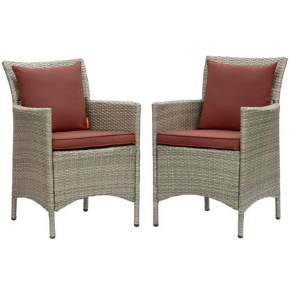 Conduit Outdoor Wicker Rattan Dining Armchair Set of 2 - Light Gray Currant