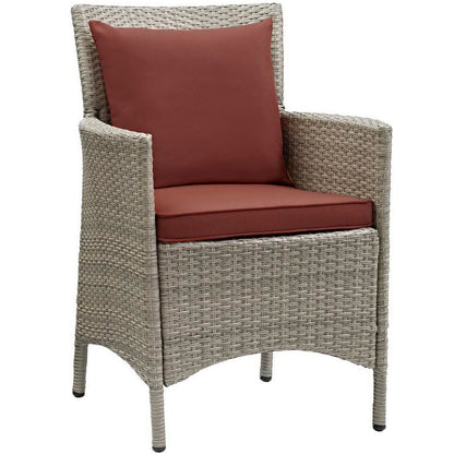 Conduit Outdoor Wicker Rattan Dining Armchair Set of 2 - Light Gray Currant