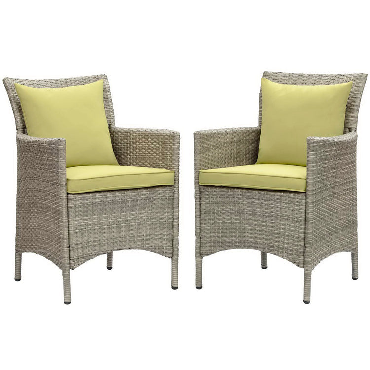 Conduit Outdoor Wicker Rattan Dining Armchair Set of 2 - Light Gray Peridot