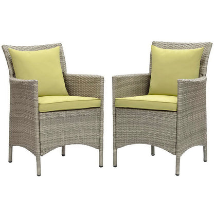 Conduit Outdoor Wicker Rattan Dining Armchair Set of 2 - Light Gray Peridot