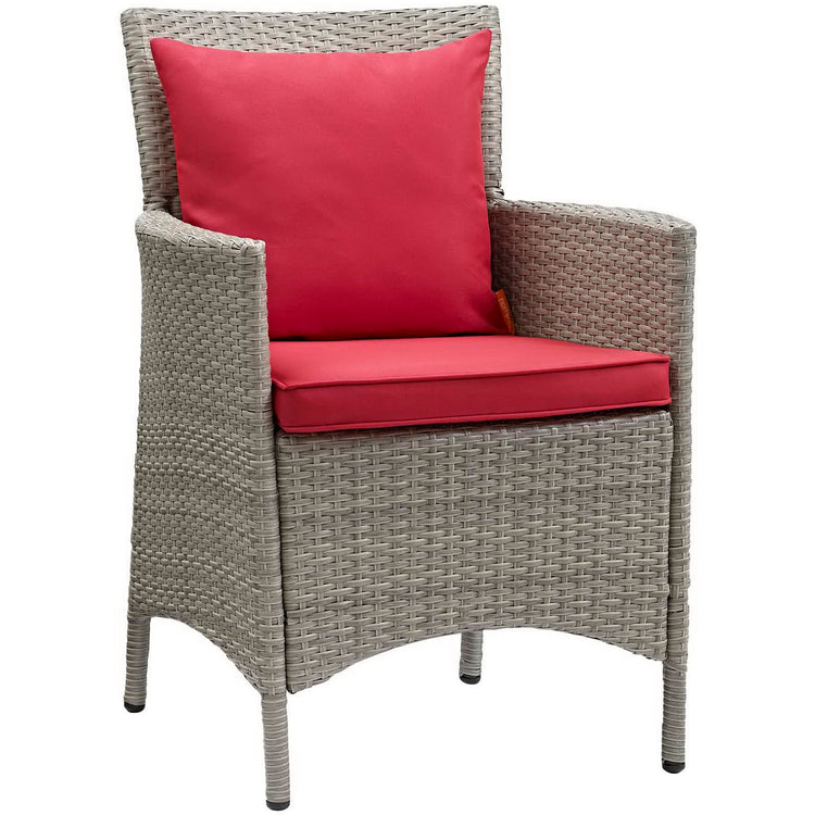 Conduit Outdoor Wicker Rattan Dining Armchair Set of 2 - Light Gray Red