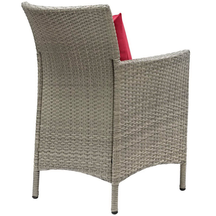 Conduit Outdoor Wicker Rattan Dining Armchair Set of 2 - Light Gray Red