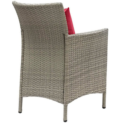Conduit Outdoor Wicker Rattan Dining Armchair Set of 2 - Light Gray Red