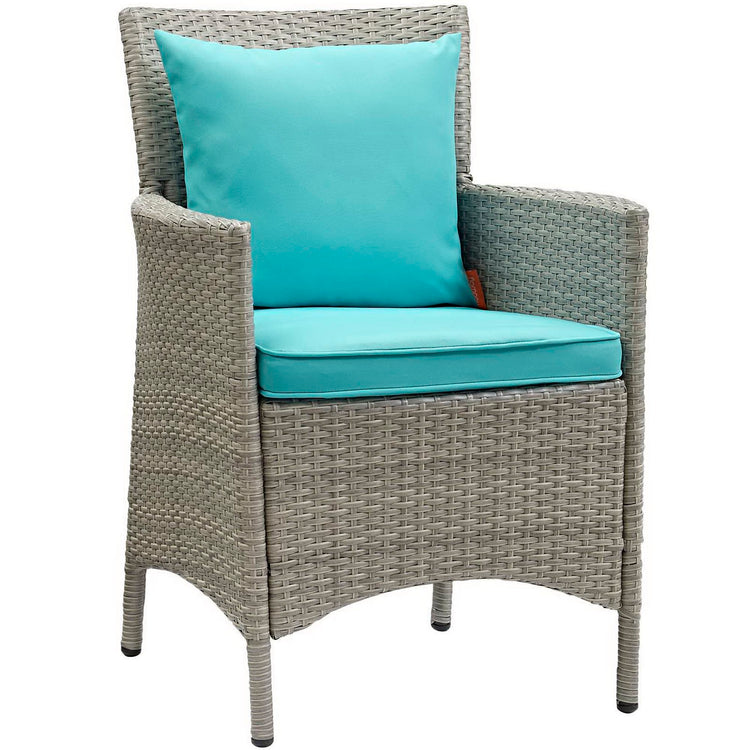 Conduit Outdoor Wicker Rattan Dining Armchair Set of 2 - Light Gray Turquoise