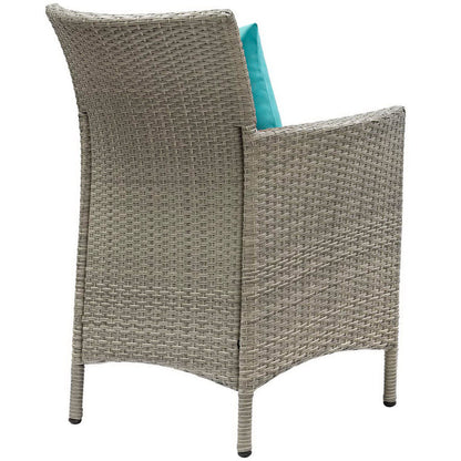 Conduit Outdoor Wicker Rattan Dining Armchair Set of 2 - Light Gray Turquoise