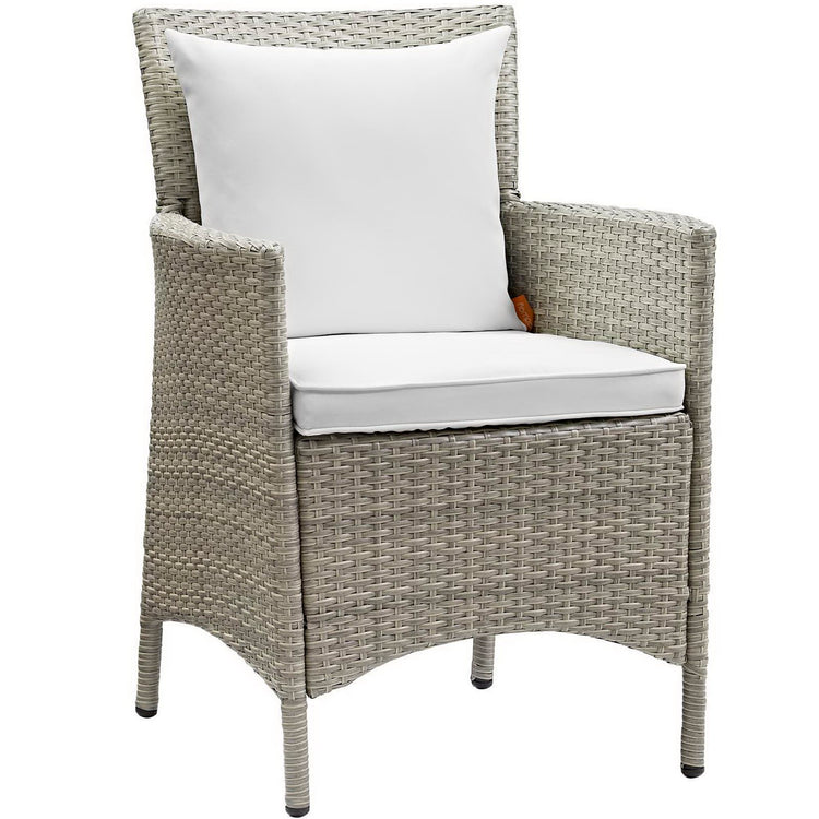Conduit Outdoor Wicker Rattan Dining Armchair Set of 2 - Light Gray White