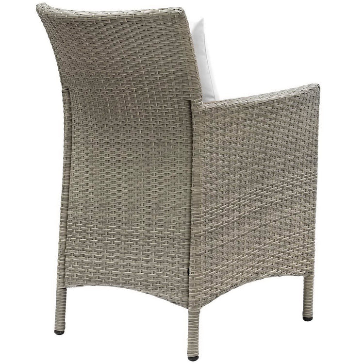 Conduit Outdoor Wicker Rattan Dining Armchair Set of 2 - Light Gray White