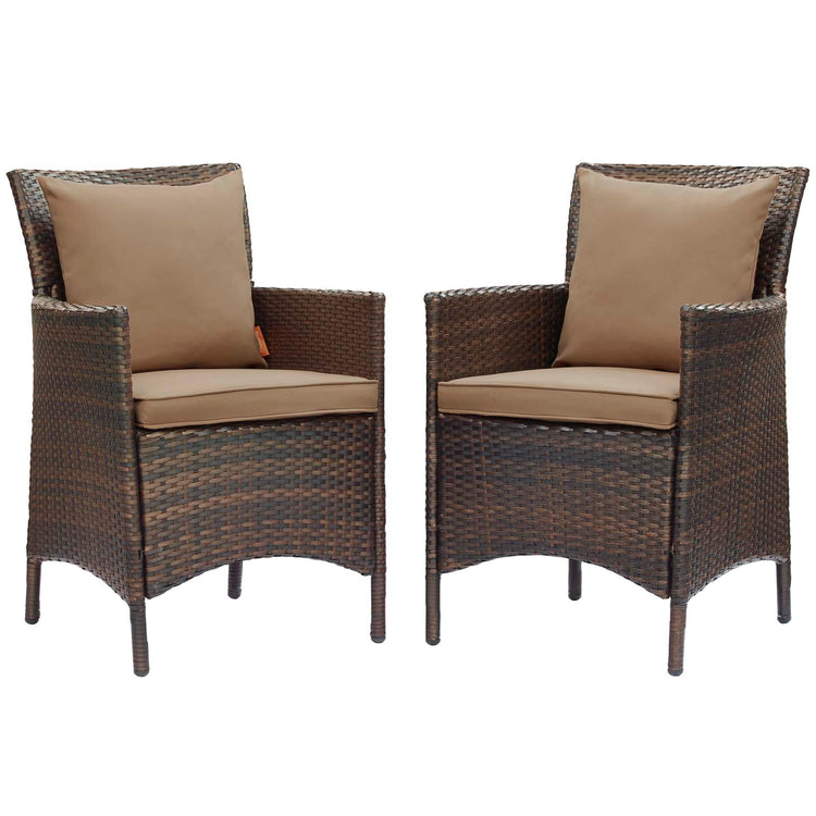 Conduit Outdoor Patio Wicker Rattan Dining Armchair Set of 2 - Brown Mocha