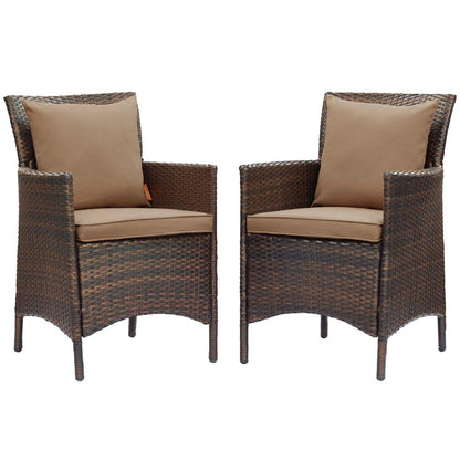 Conduit Outdoor Patio Wicker Rattan Dining Armchair Set of 2 - Brown Mocha