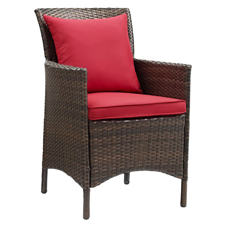 Conduit Outdoor Patio Wicker Rattan Dining Armchair Set of 2 - Brown Red