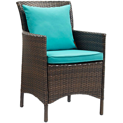 Conduit Outdoor Patio Wicker Rattan Dining Armchair Set of 2 - Brown Turquoise