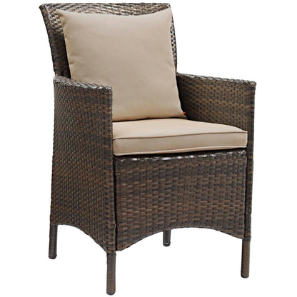 Conduit Outdoor Patio Wicker Rattan Dining Armchair Set of 4 - Brown Beige