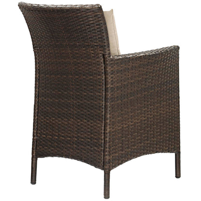 Conduit Outdoor Patio Wicker Rattan Dining Armchair Set of 4 - Brown Beige