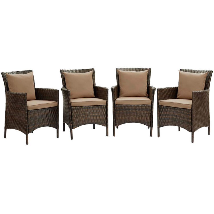 Conduit Outdoor Patio Wicker Rattan Dining Armchair Set of 4 - Brown Mocha