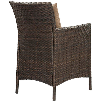 Conduit Outdoor Patio Wicker Rattan Dining Armchair Set of 4 - Brown Mocha