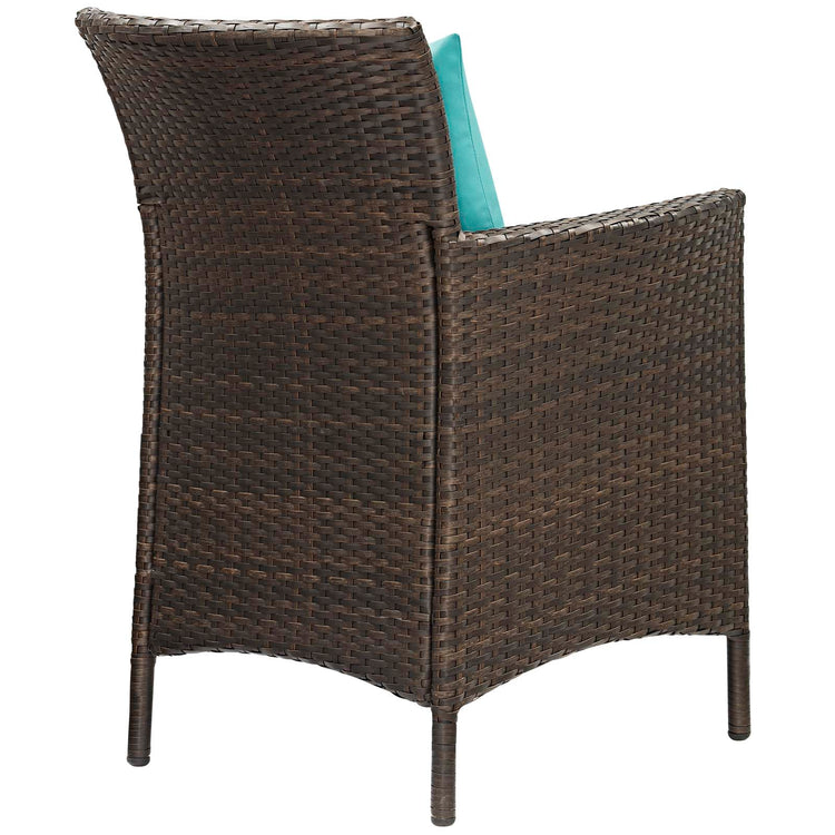 Conduit Outdoor Patio Wicker Rattan Dining Armchair Set of 4 - Brown Turquoise