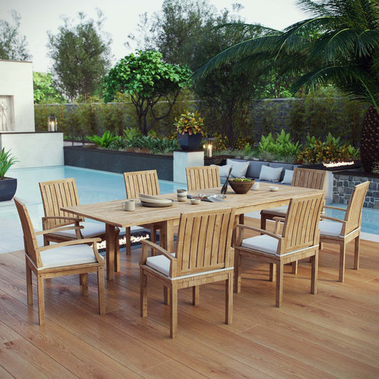 Marina 9 Piece Outdoor Patio Teak Dining Set - Default Title