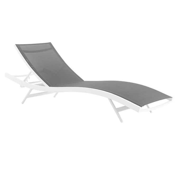 Glimpse Outdoor Patio Mesh Chaise Lounge Set of 2 - White Gray
