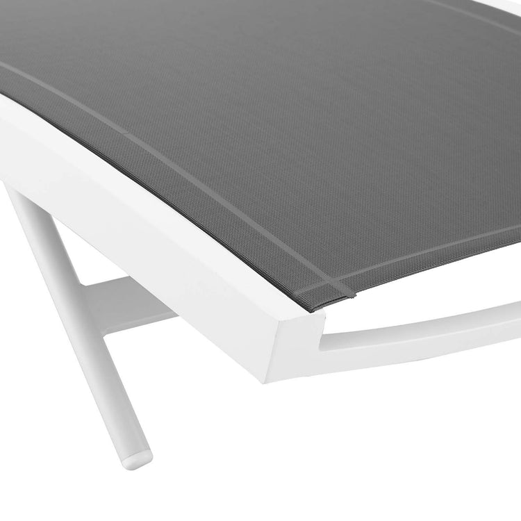 Glimpse Outdoor Patio Mesh Chaise Lounge Set of 2 - White Gray