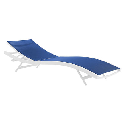 Glimpse Outdoor Patio Mesh Chaise Lounge Set of 2 - White Navy