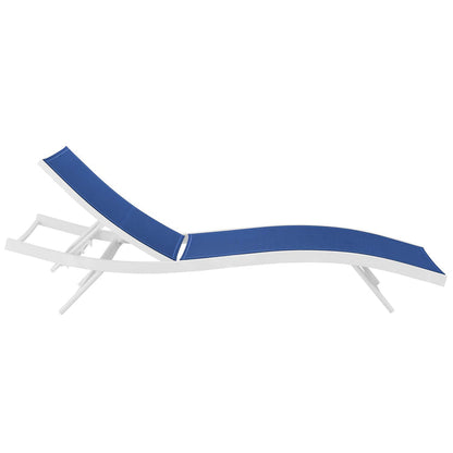 Glimpse Outdoor Patio Mesh Chaise Lounge Set of 2 - White Navy