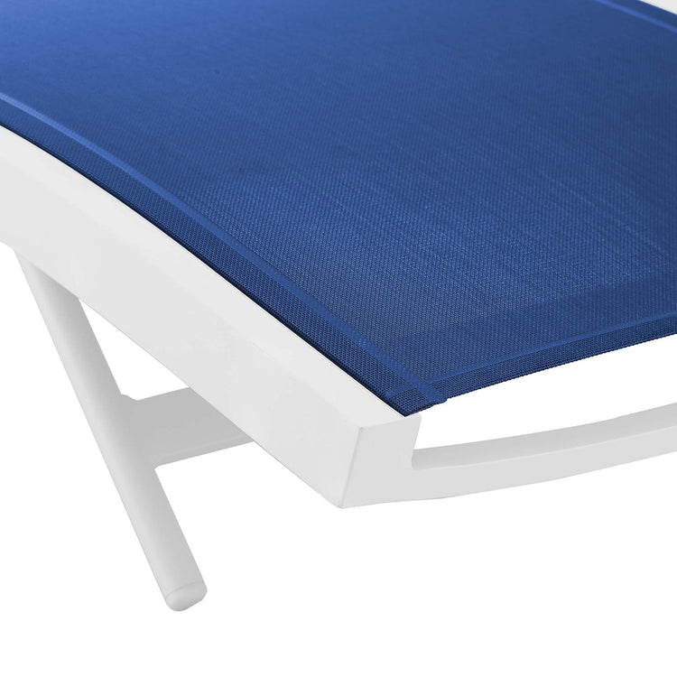 Glimpse Outdoor Patio Mesh Chaise Lounge Set of 4 - White Navy