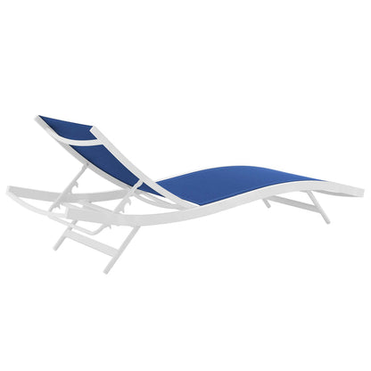 Glimpse Outdoor Patio Mesh Chaise Lounge Set of 4 - White Navy
