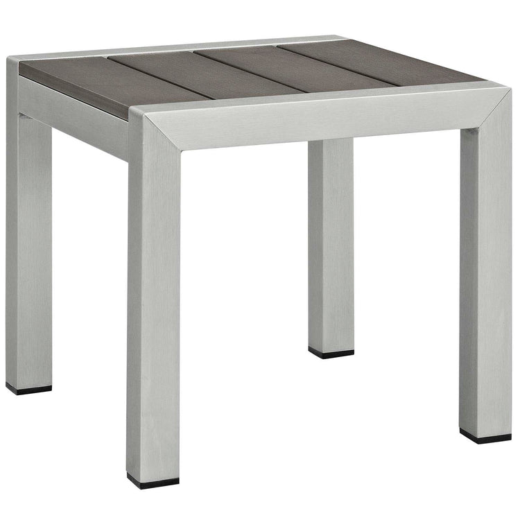Shore Outdoor Patio Aluminum Chaise Lounge Chair and Side Table - Default Title