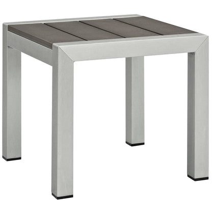 Shore Outdoor Patio Aluminum Chaise Lounge Chair and Side Table - Default Title