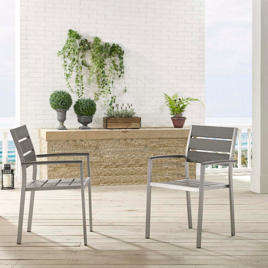 Shore Outdoor Patio Aluminum Dining Armchair Set of 2 - Default Title