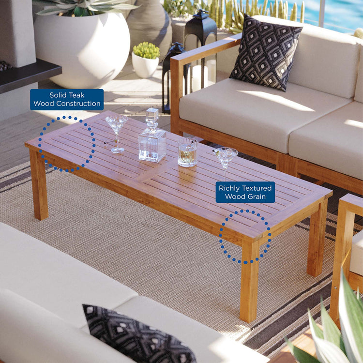 Upland Outdoor Patio Teak Wood Coffee Table - Default Title